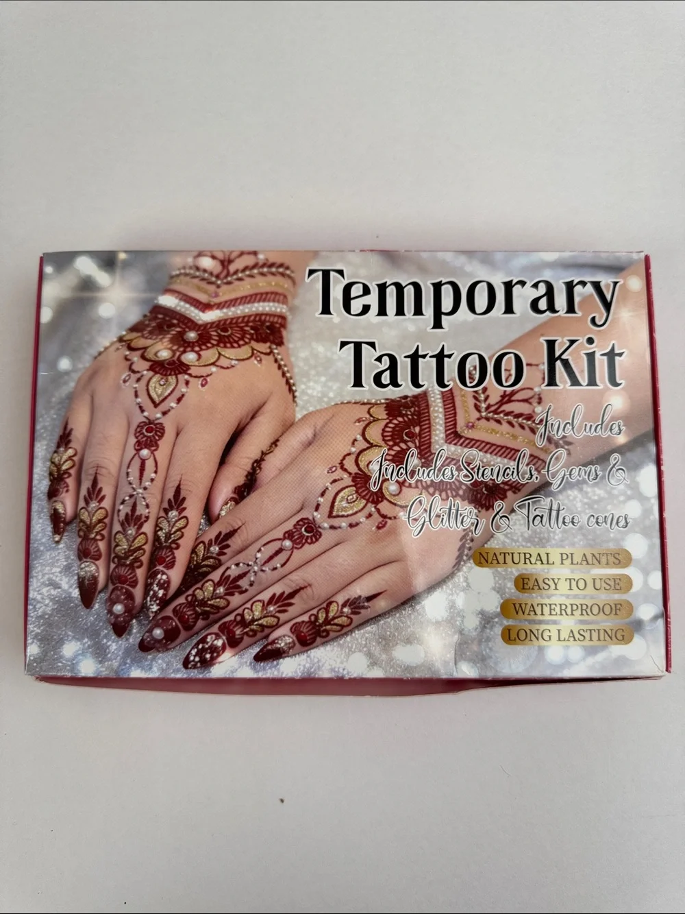 Temporary Tattoo Kit - Red and Gold Henna Style